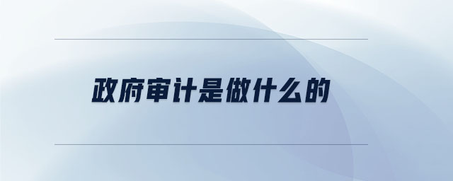 政府審計(jì)是做什么的