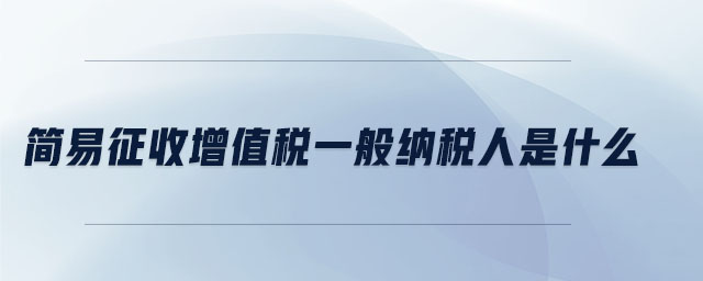 簡易征收增值稅一般納稅人是什么