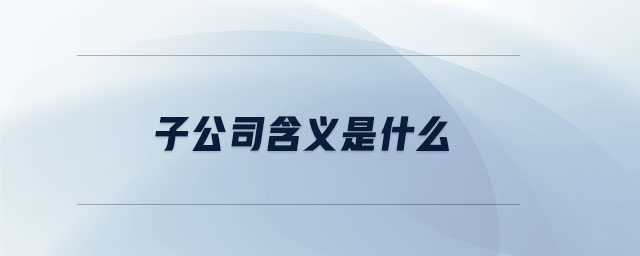 子公司含義是什么