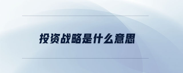 投資戰(zhàn)略是什么意思