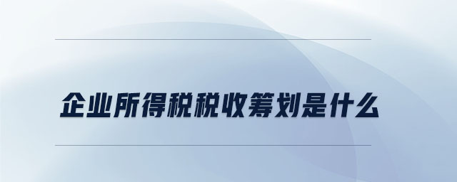 企業(yè)所得稅稅收籌劃是什么