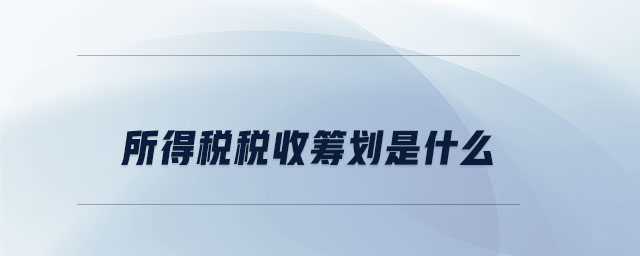 所得稅稅收籌劃是什么