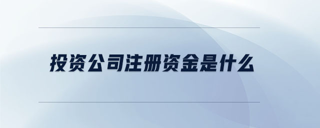 投資公司注冊(cè)資金是什么