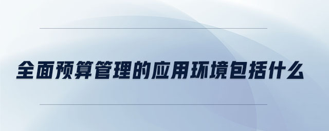 全面預(yù)算管理的應(yīng)用環(huán)境包括什么