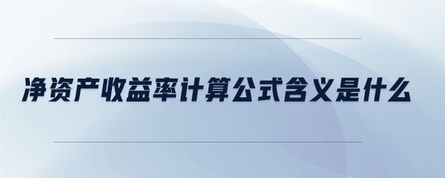 凈資產(chǎn)收益率計算公式含義是什么