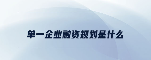 單一企業(yè)融資規(guī)劃是什么