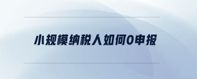 小規(guī)模納稅人如何0申報