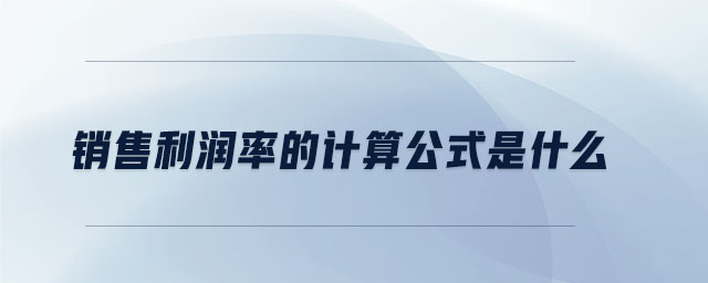 銷售利潤率的計算公式是什么