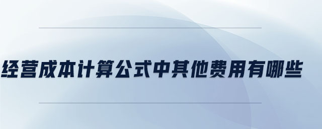 經(jīng)營成本計算公式中其他費用有哪些