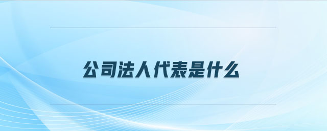 公司法人代表是什么