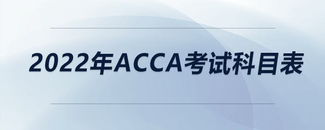 2022年acca考試科目表