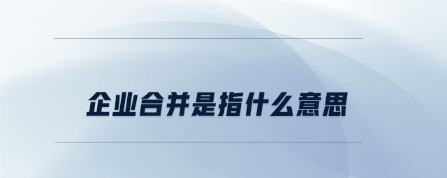 企業(yè)合并是指什么意思