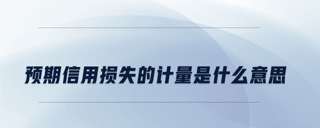 預(yù)期信用損失的計(jì)量是什么意思