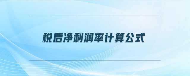 稅后凈利潤率計算公式