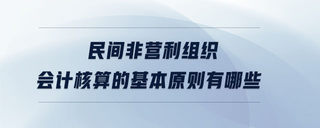 民間非營利組織會(huì)計(jì)核算的基本原則有哪些