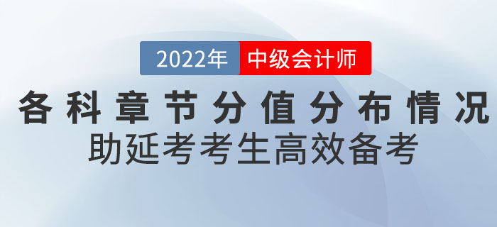 2022年9月中級(jí)會(huì)計(jì)考試各科章節(jié)分值分布情況,，助延考考生高效備考！