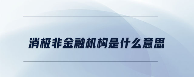 消極非金融機構是什么意思