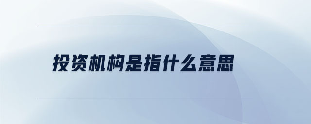 投資機(jī)構(gòu)是指什么意思