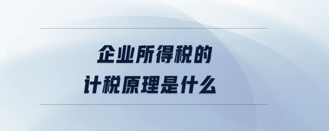 企業(yè)所得稅的計(jì)稅原理是什么