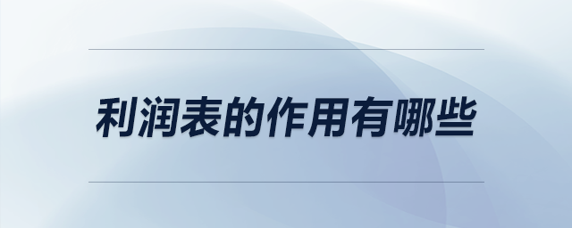 利潤表的作用有哪些