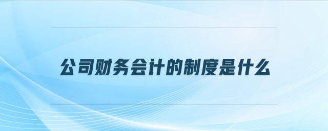 公司財務會計的制度是什么