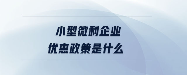 小型微利企業(yè)優(yōu)惠政策是什么