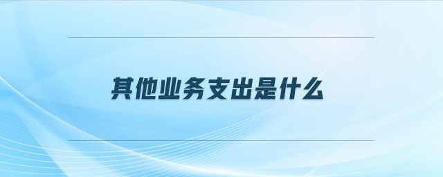 其他業(yè)務支出是什么