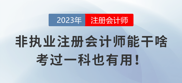 非執(zhí)業(yè)注冊會(huì)計(jì)師都能干些啥,？考過一科也有用,！
