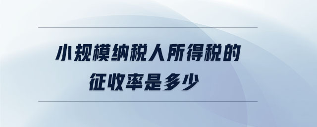 小規(guī)模納稅人所得稅的征收率是多少