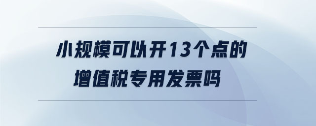 小規(guī)模可以開13個(gè)點(diǎn)的增值稅專用發(fā)票嗎