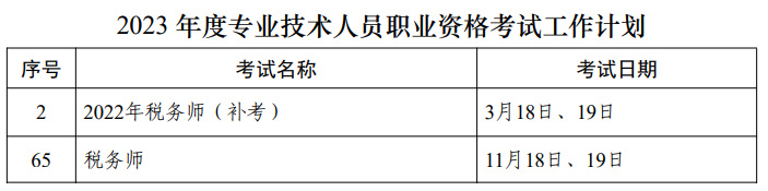 2023年稅務(wù)師考試時間安排