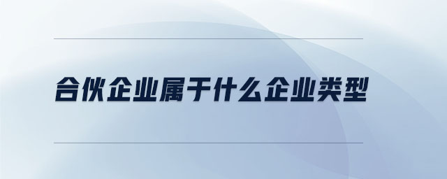 合伙企業(yè)屬于什么企業(yè)類型