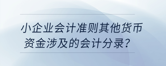 小企業(yè)會計準則其他貨幣資金涉及到哪些會計分錄？