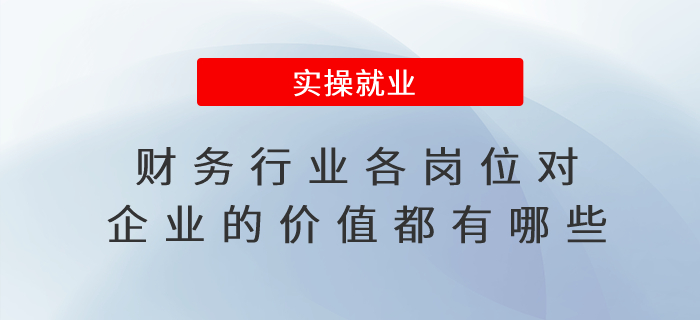 財(cái)務(wù)行業(yè)各崗位對(duì)企業(yè)的價(jià)值都有哪些,？