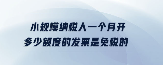 小規(guī)模納稅人一個(gè)月開多少額度的發(fā)票是免稅的