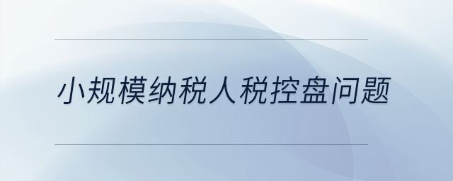 小規(guī)模納稅人稅控盤問題