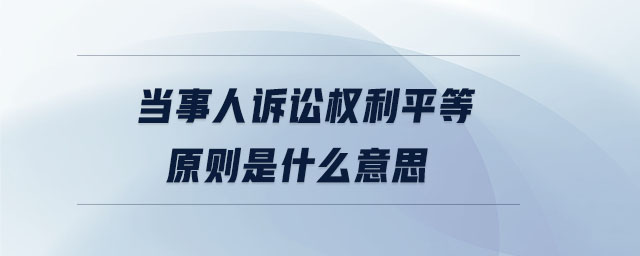 當(dāng)事人訴訟權(quán)利平等原則是什么意思