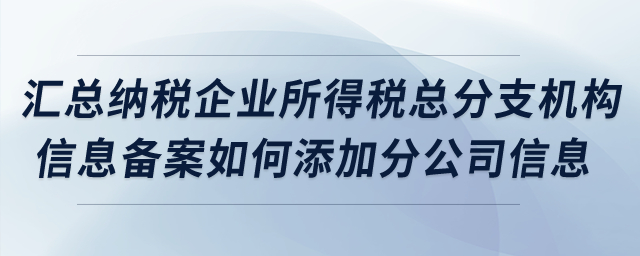 匯總納稅企業(yè)所得稅總分支機(jī)構(gòu)信息備案如何添加分公司信息,？