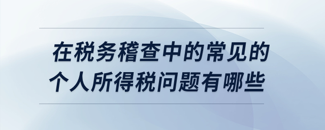 在稅務(wù)稽查中的常見的個人所得稅問題有哪些,？