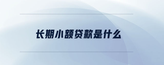 長(zhǎng)期小額貸款是什么