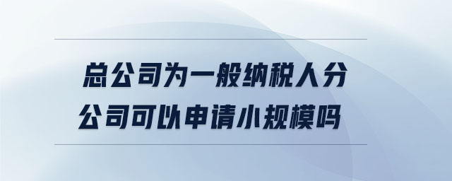 總公司為一般納稅人分公司可以申請(qǐng)小規(guī)模嗎