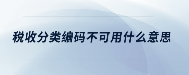 稅收分類編碼不可用什么意思,？