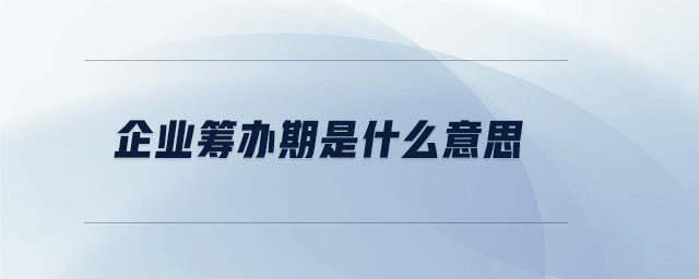 企業(yè)籌辦期是什么意思