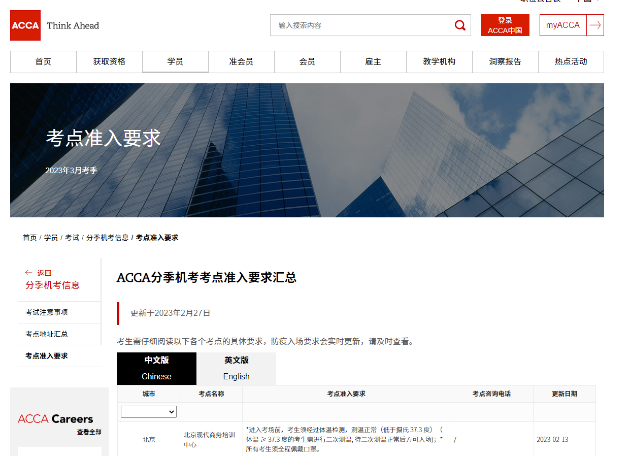 acca考點準入要求