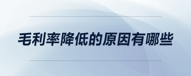 毛利率降低的原因有哪些