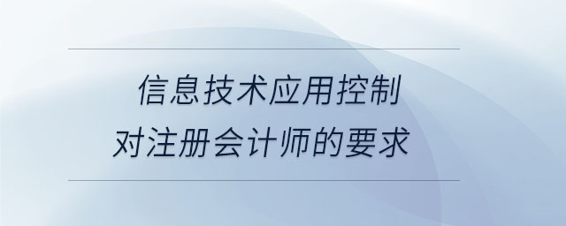 信息技術應用控制對注冊會計師的要求