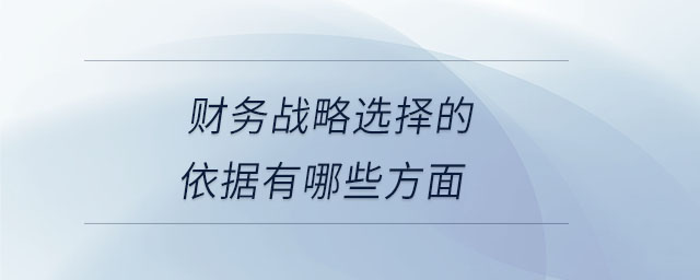 財(cái)務(wù)戰(zhàn)略選擇的依據(jù)有哪些方面