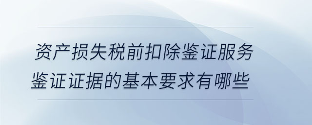 資產(chǎn)損失稅前扣除鑒證服務(wù)鑒證證據(jù)的基本要求有哪些