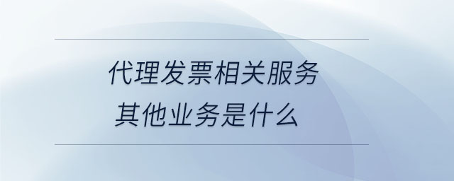 代理發(fā)票相關服務其他業(yè)務是什么