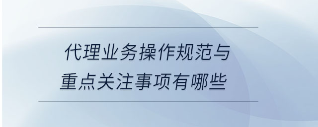 代理業(yè)務操作規(guī)范與重點關注事項有哪些